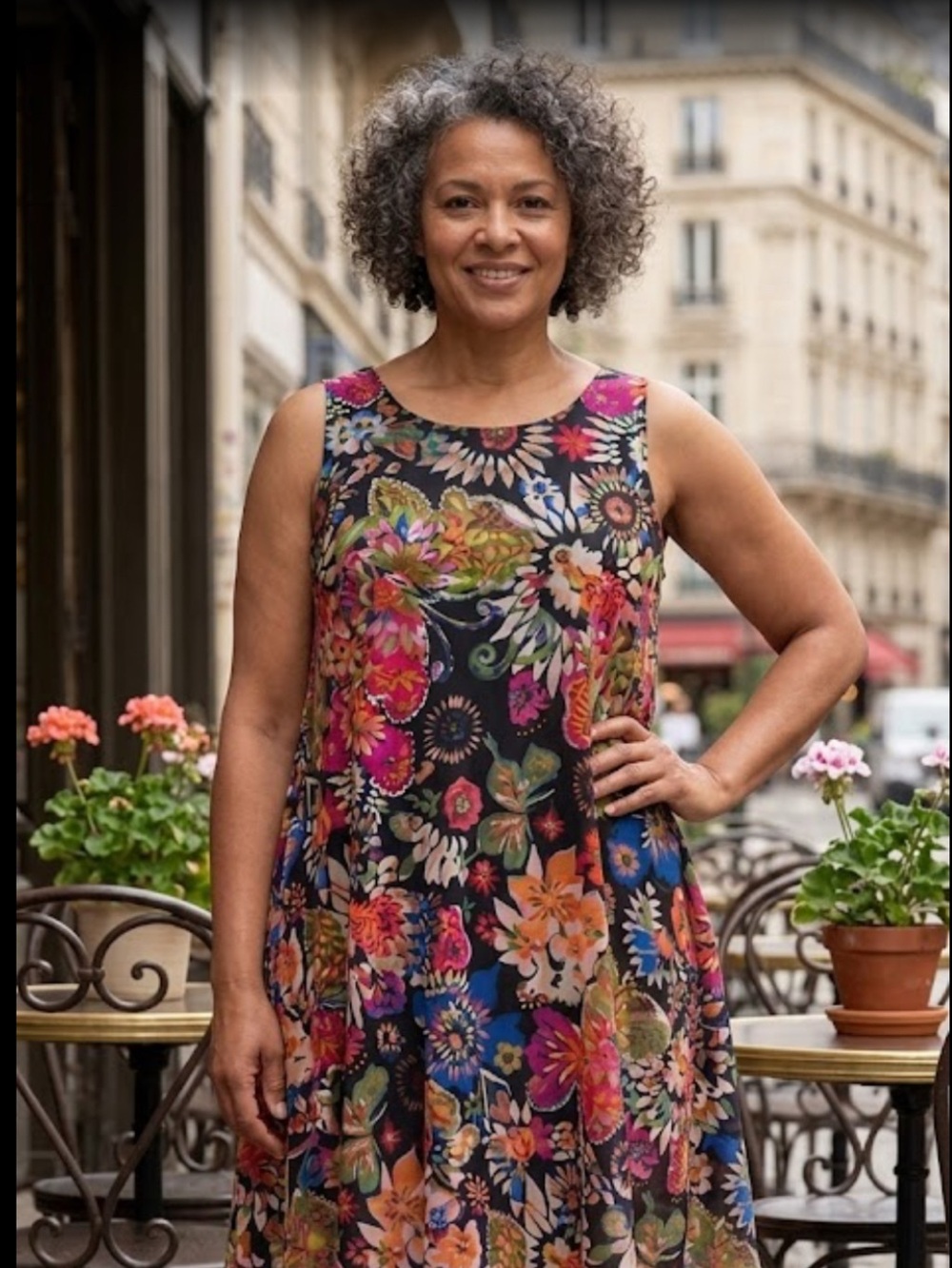 Wonen’s Plus size Black Floral Multicolor Swing Dress